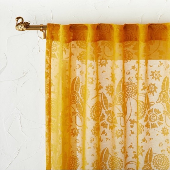 2 Target Opalhouse by Jungalow Idris Printed Sheer Curtain Panels Yellow Gold - Picture 2 of 4